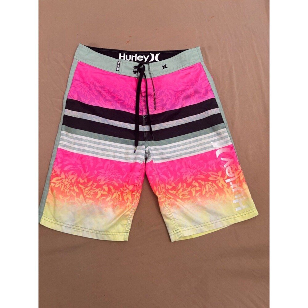 Hurley Board Shorts Men's Size 30 Pink Green